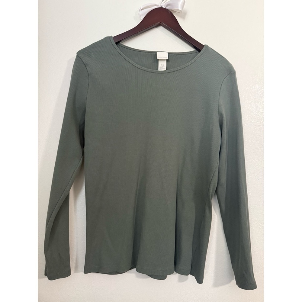 H&M Sage Green Long Ribbed Sleeve Top